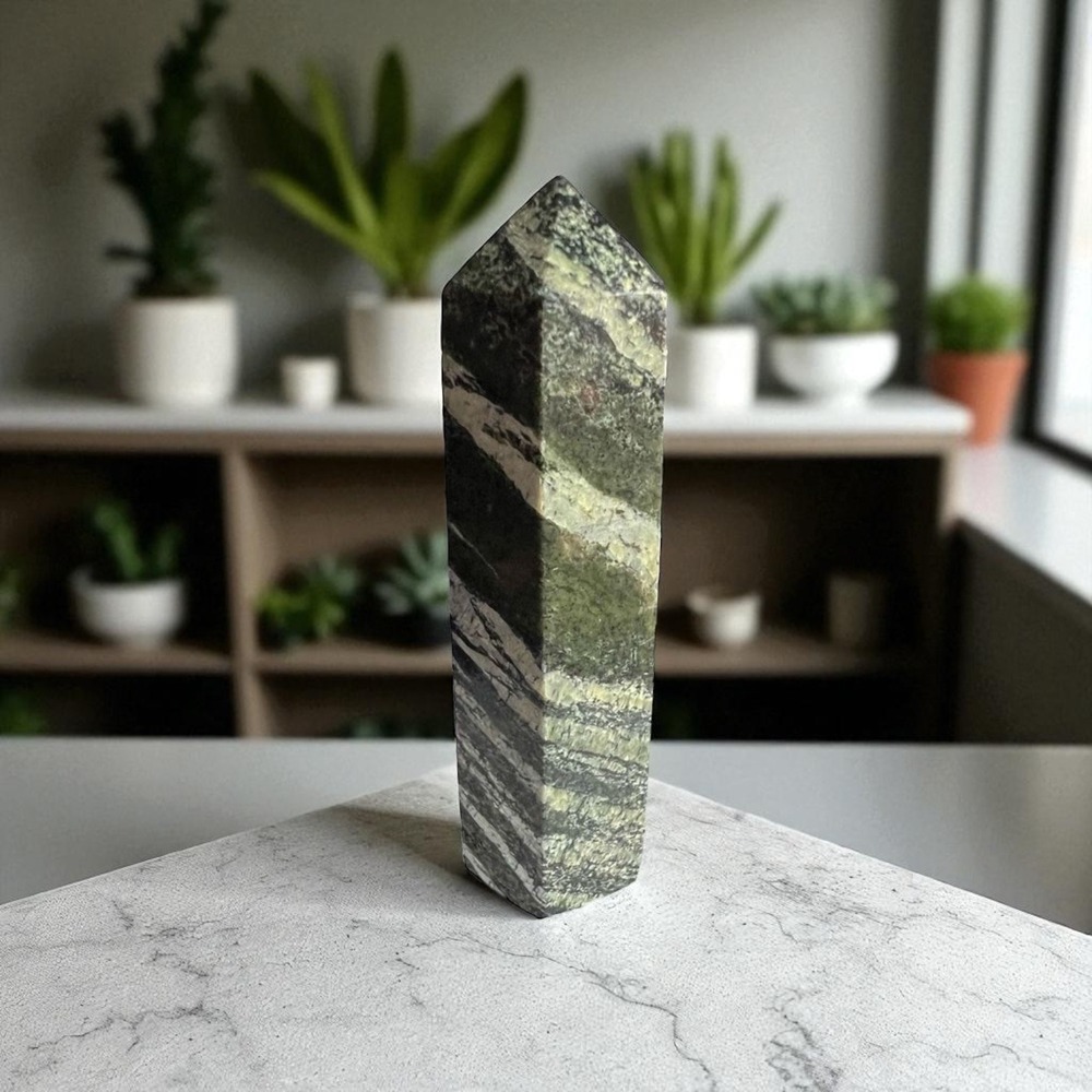 Zebra‎ Jasper Crystal Obelisk | Grounding Energy Healing Meditation Stone